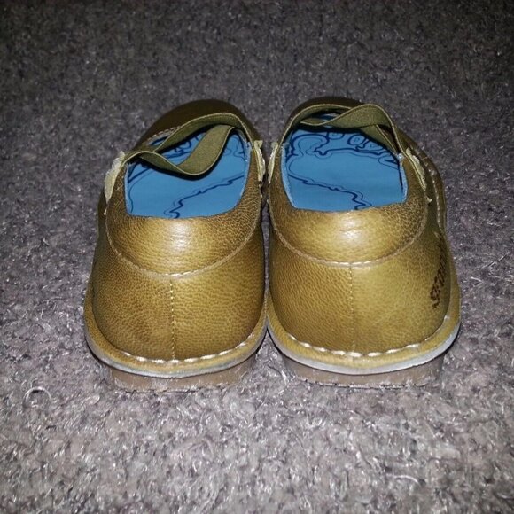 GROUNDHOG-Olive Leather Mary Janes Stretch Slip On Shoes-SZ 6.5-Near Mint - Picture 5 of 7